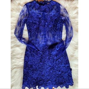 Long Sleeve Embroidery Lack Dress